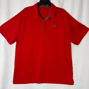 Under Armour Men’s XL Red Polo with Gray Trim and logo
